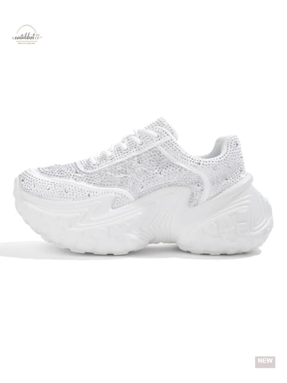 Womens Chunky Sneakers Fashion Rhinestone Sparkly Platform